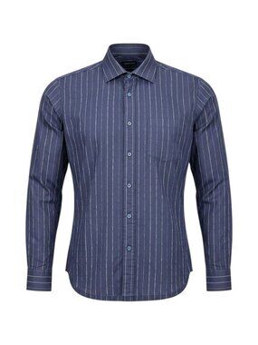 Bugatchi Mens Navy Pinstripe Long Sleeve Button-Down Shirt Size Medium